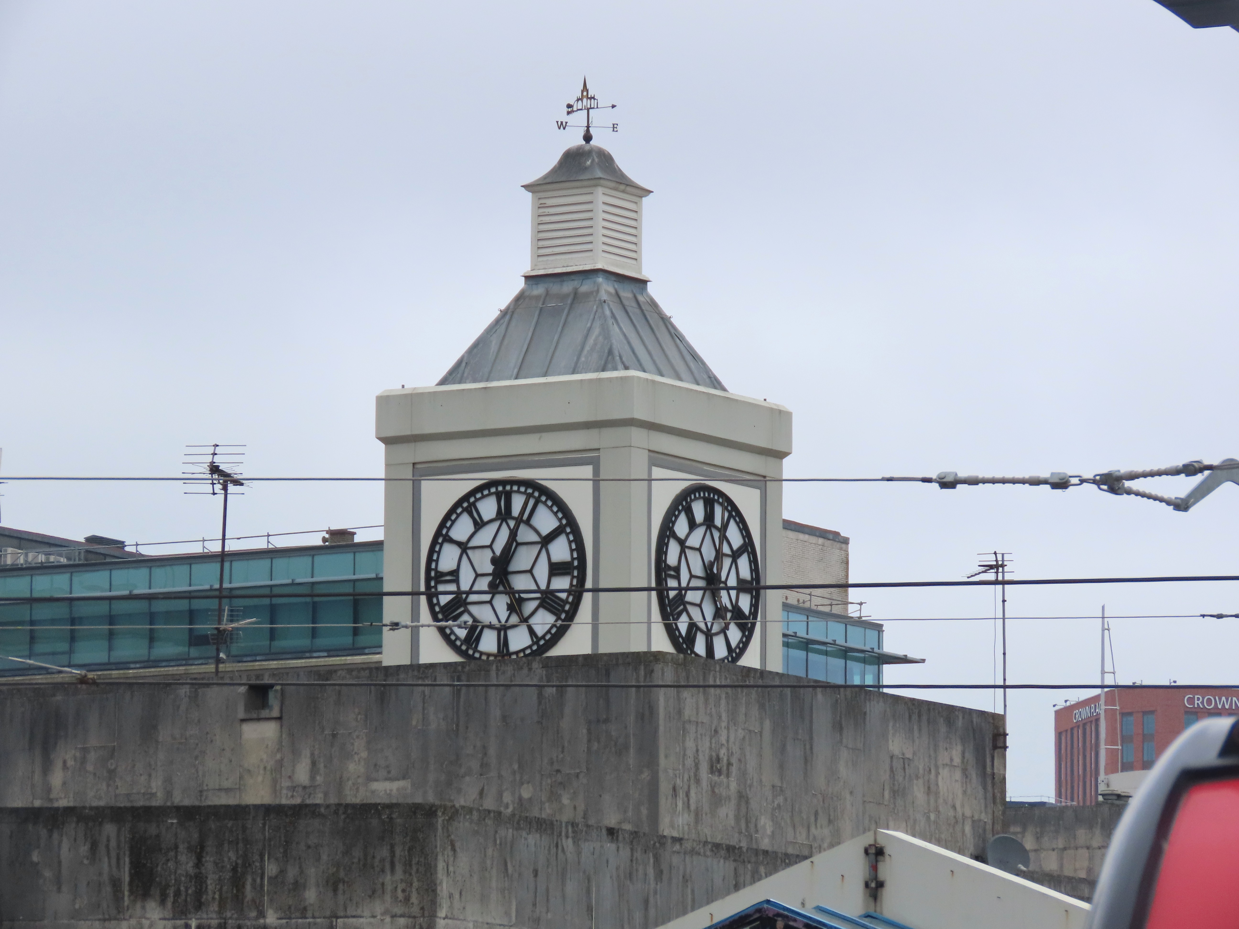 Clock tower at The Square, Birmingham — stopped public clock