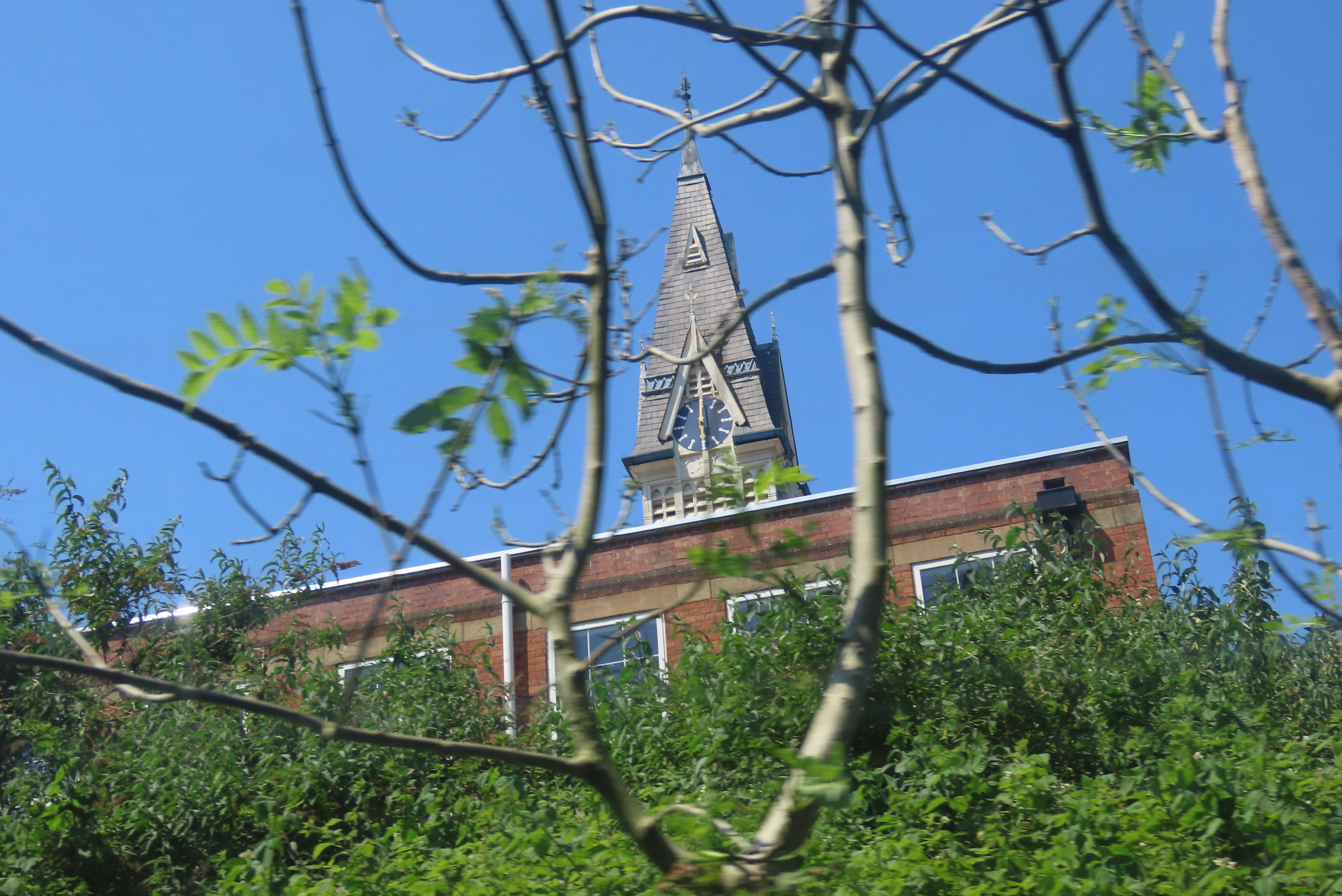 Clocktower at Bordesley Village Primary School — stopped public clock
