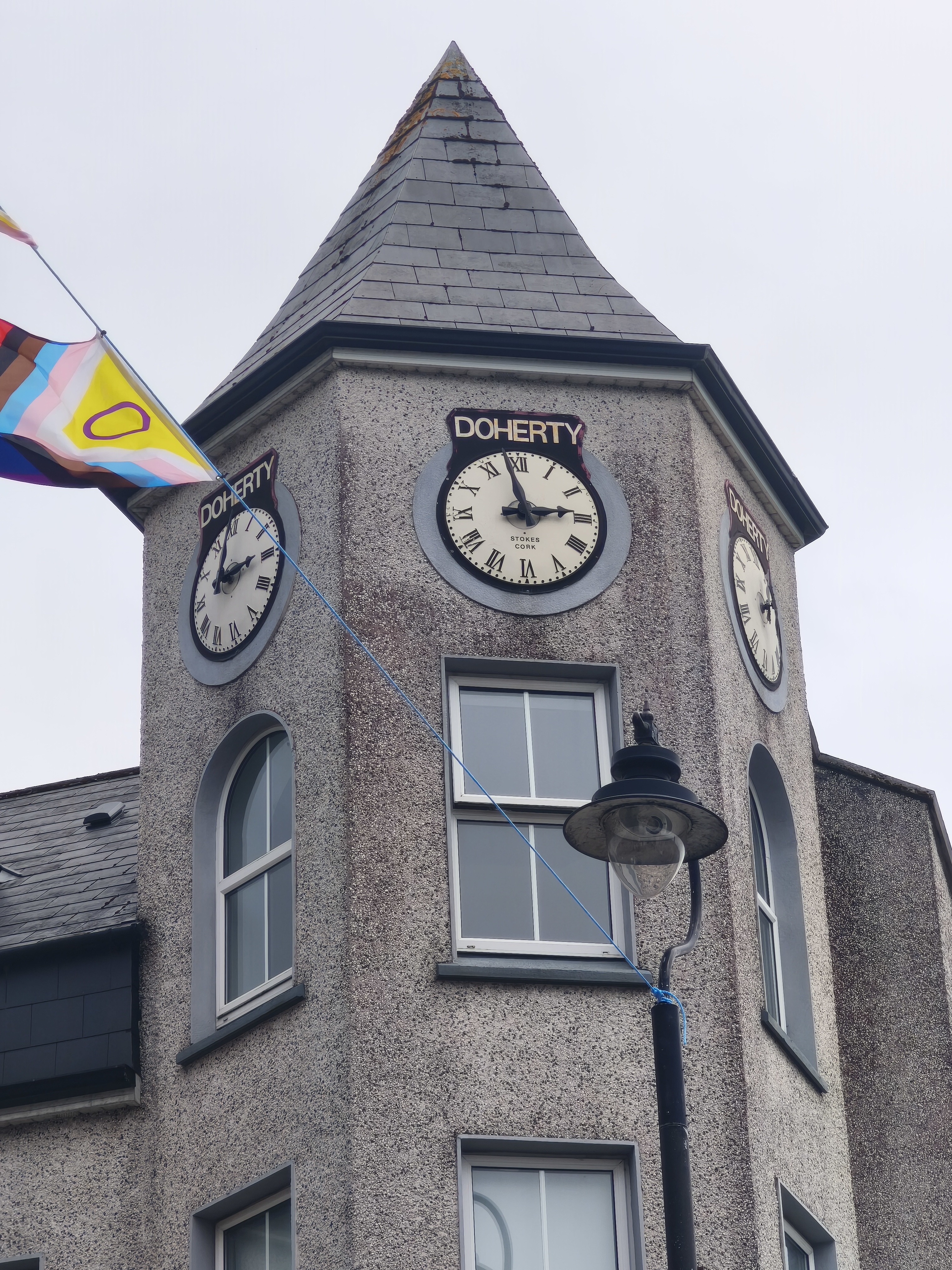 Broken clocks in Letterkenny Main Street  — stopped public clock